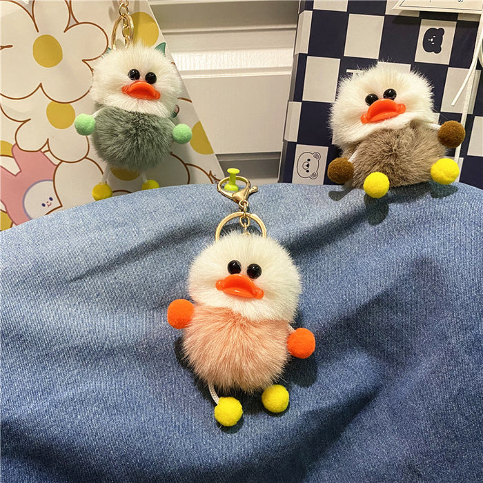 Wholesale Duck keychain cute plush student bag pendant cartoon elf car keychain accessories