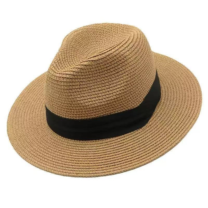 Wholesale Flat Top Straw Hat Women's Beach Top Hat Woven Sun Hat Summer