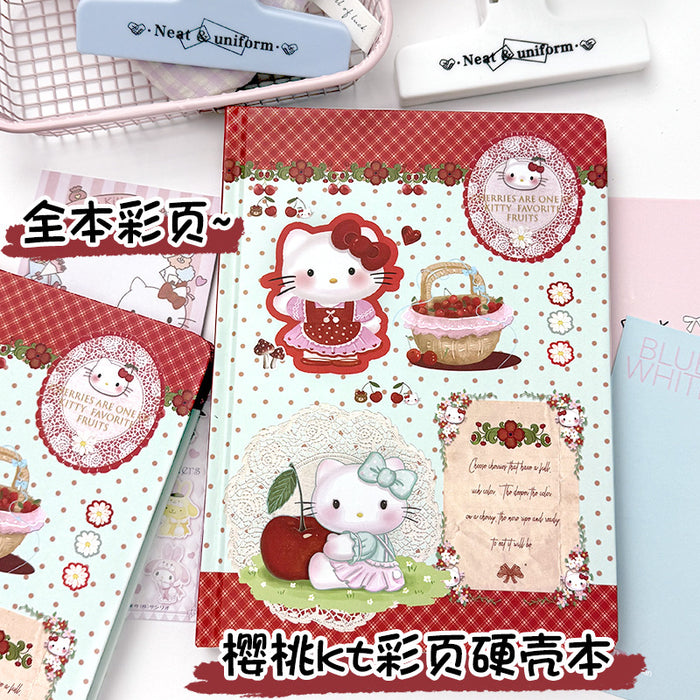 Wholesale Cute Cherry Hard Cover Notebook Full Painted Inner Pages Hand Ledger Cartoon  Journal Notepad