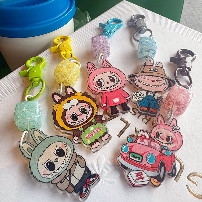 Wholesale 5pcs Anime cartoon mobile phone chain small accessories keychain pendant doll versatile car chain bag cute