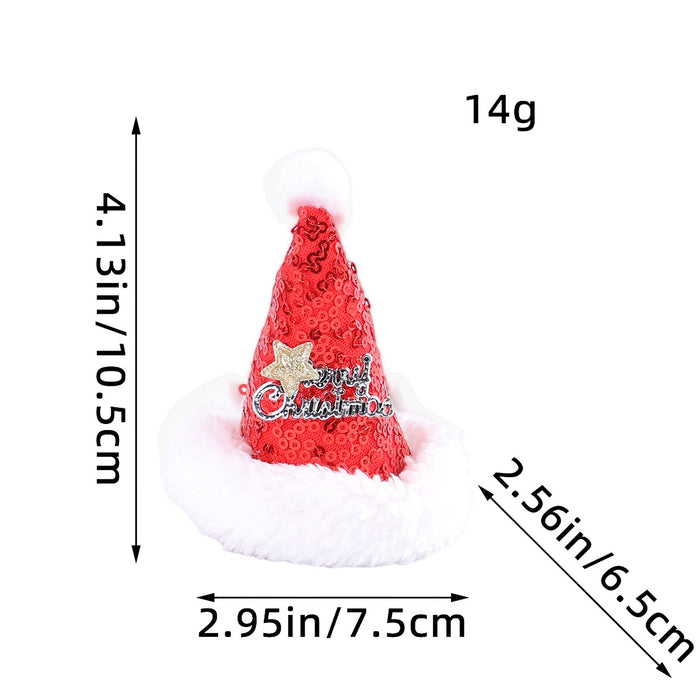 Wholesale Christmas Decorations Red Sequin Hat Gauze Skirt Dress up Headdress Korean Style Duckbill Christmas Hairpin