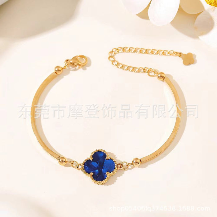 Wholesale titanium steel four-leaf clover bracelet JDC-BT-Modeng001