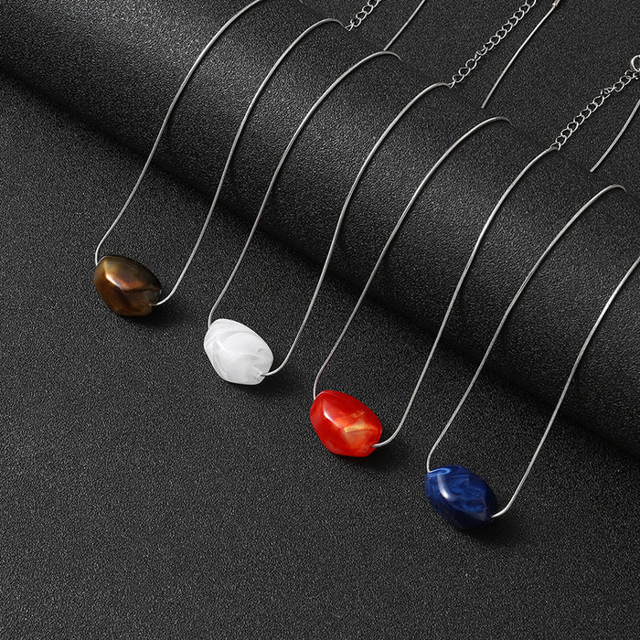 Wholesale Simple and versatile stainless steel snake bone chain with acrylic beads