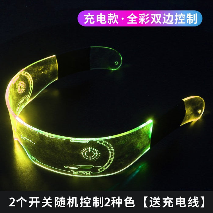 Wholesale Luminous glasses with a sense of technology, color changing eyes, science fiction, cool children's sunglasses