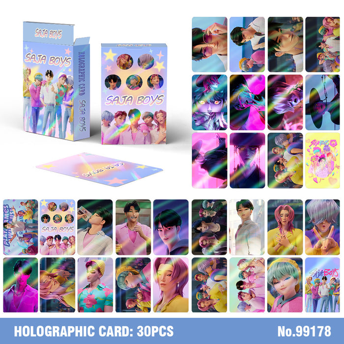 Wholesale 30-Piece Set of K-Pop Holographic Cartoon Collectible LOMO Cards