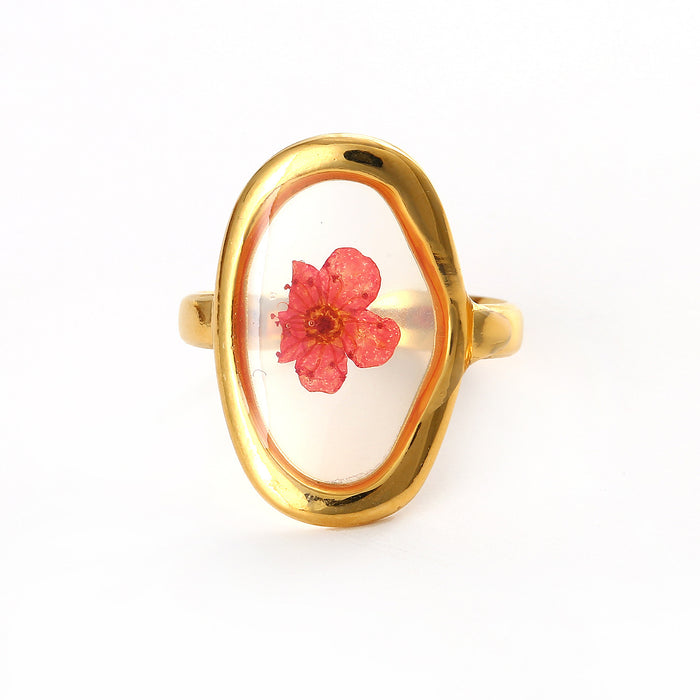 Wholesale Fashionable new dry flower series stainless steel ring high-end accessories niche design open ring bracelet