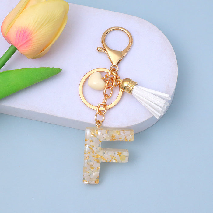 Wholesale New Gold Foil Drop Glue Letter Pendant Keychain Girl Bag Pendant Girlfriend Gift