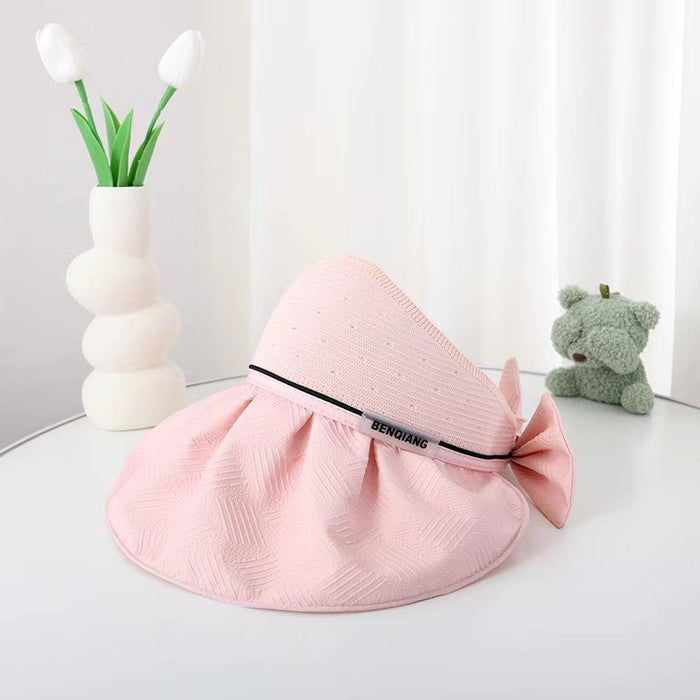 Wholesale New summer women's butterfly bow large eave hollow top hat UV resistant sun hat foldable outdoor hat