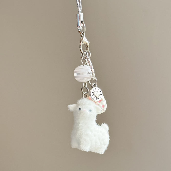 Wholesale Cute Furry Animal Keychain Alpaca Mobile Phone Pendant Cartoon Bag Hanging Accessories