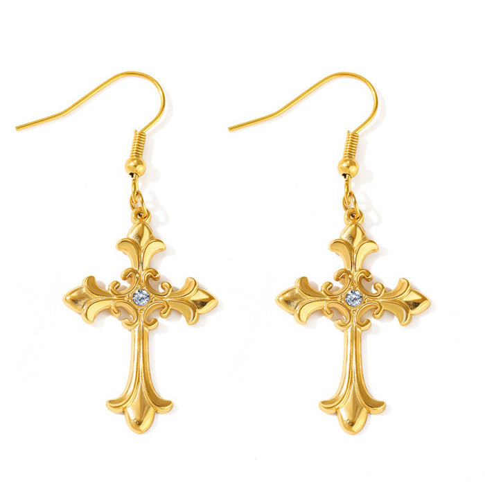 Wholesale Gothic Retro Cross Diamond Earrings