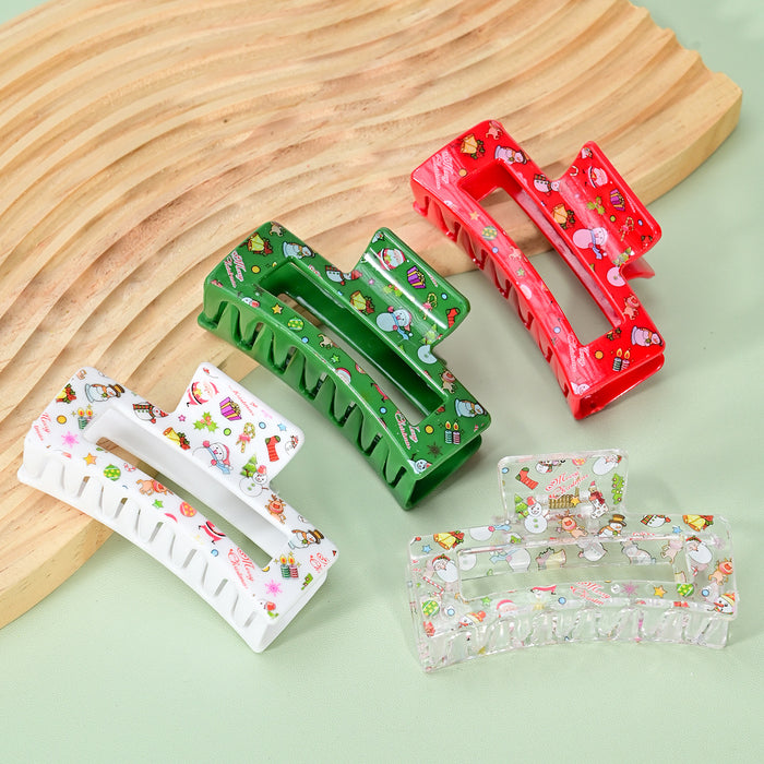 Wholesale Christmas Acrylic Cartoon Print Hairpin JDC-HC-SNSB005