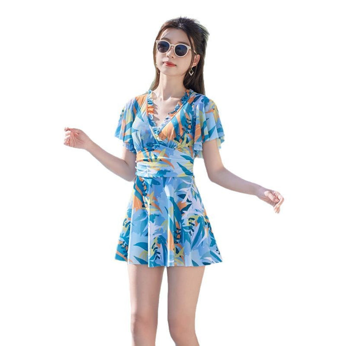 Wholesale Swimsuit one-piece flesh covering conservative hot spring swimming suit