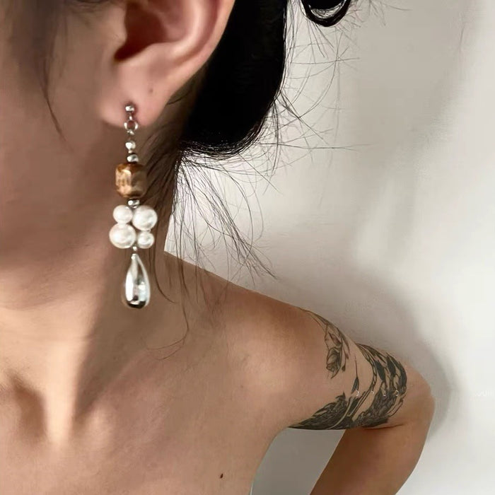 Wholesale Design flower handmade bead earrings, silver ear studs, ear clips for women