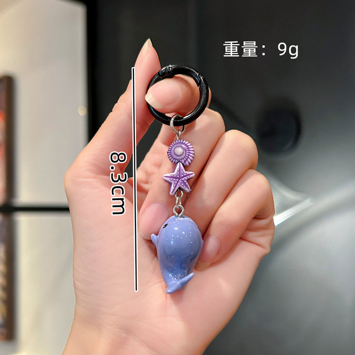 Wholesale Cute marine animal mobile phone lanyard resin keychain pendant car key decoration pendant