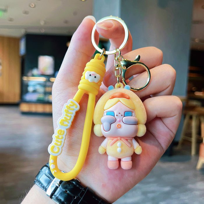 Wholesale Cartoon Flocking Crying Baby Keychain Cute Silicone Doll Doll Car Keychain Gift Bag Pendant