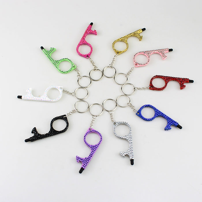 Wholesale Alloy Multifunctional Double-sided Diamond Door Opener Keychain JDC-KC-TouMS032