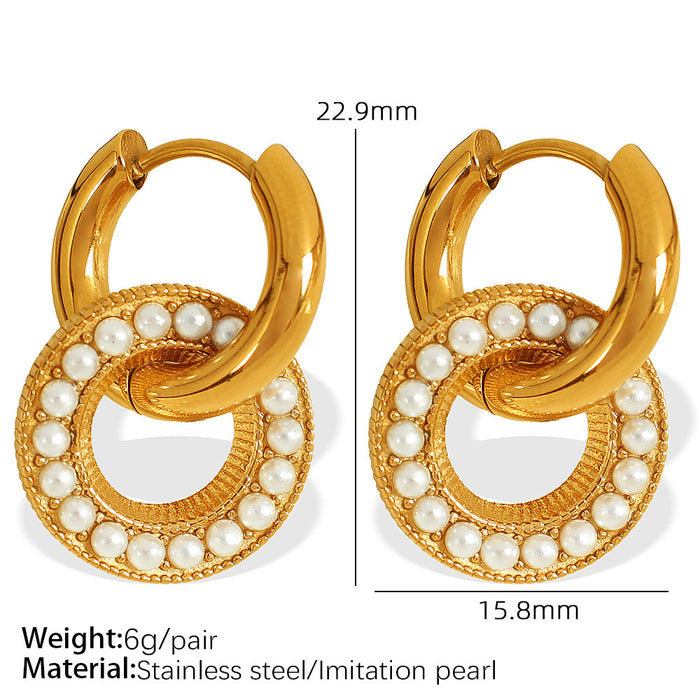 Wholesale Fashionable new earrings with high-end feel, hollowed out geometric double-layer earrings, personalized and versatile accessories