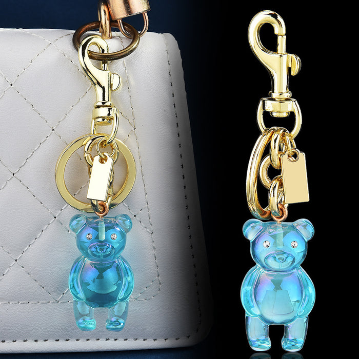 Wholesale New Keychain 3D Bear Bag Pendant Women's Bag Jewelry Colorful Bear Car Key Pendant