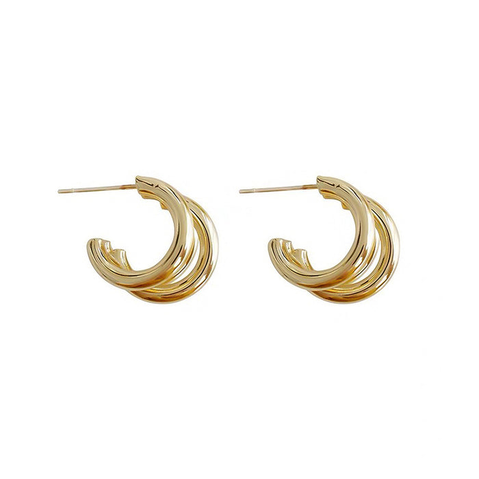 Wholesale Metallic ear clip earrings with a sense of luxury, simplicity, and temperament. Earrings with circular rings and no ear holes for women, painless