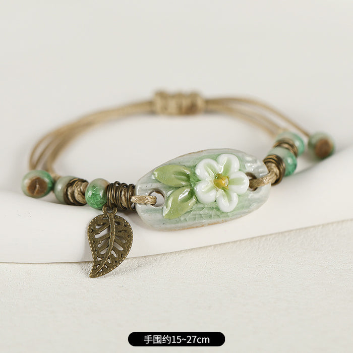 Wholesale Ceramic Flower Braided Bracelet JDC-BT-Luox002