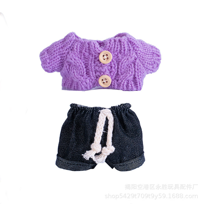 Wholesale Doll clothes Pendant Clothes Knitted Sweater with Jeans Replacement Shoe Keychain Vinyl Doll