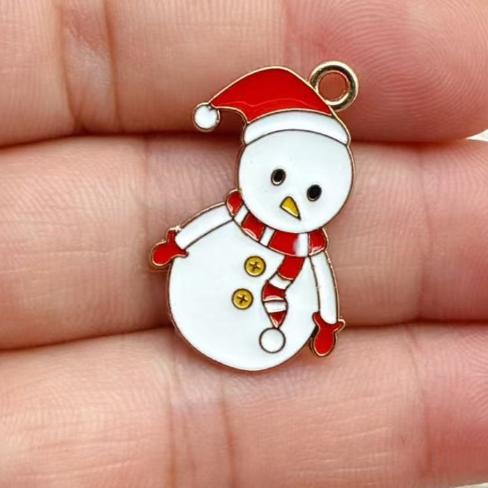 Wholesale 10pcs New oil-drip Christmas-themed alloy accessories  cartoon snowman  reindeer,   DIY pendant accessories