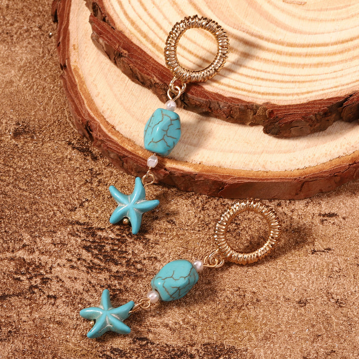 Wholesale fashion personalized turquoise geometric starfish earrings