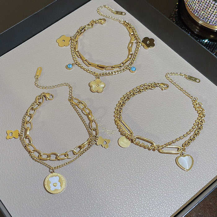 Wholesale stainless steel bracelet double-layer folded to wear