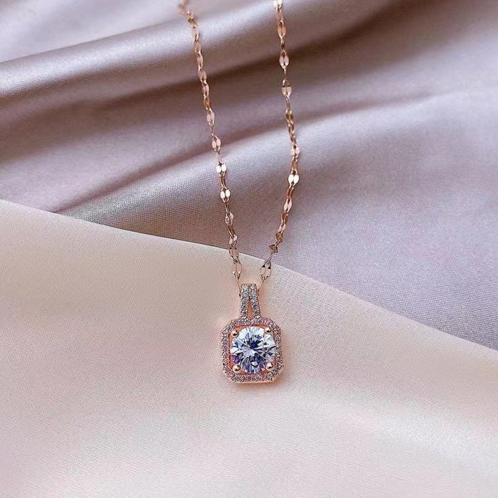 Wholesale Necklace zircon necklace titanium steel necklace women's silver fashionable temperament versatile collarbone chain jewelry