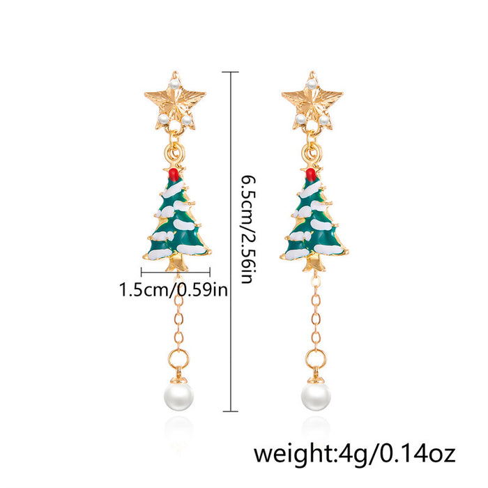 Wholesale Zinc Alloy Christmas Tree Snowflake Dangle Earrings Colorful Trendy Holiday Jewelry Accessory
