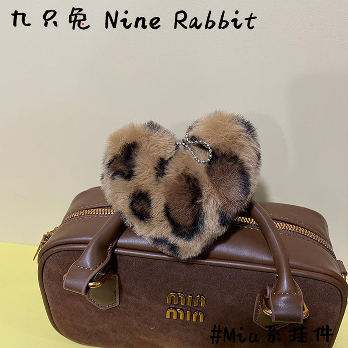 Wholesale leopard plush peach heart bag pendant dog pendant