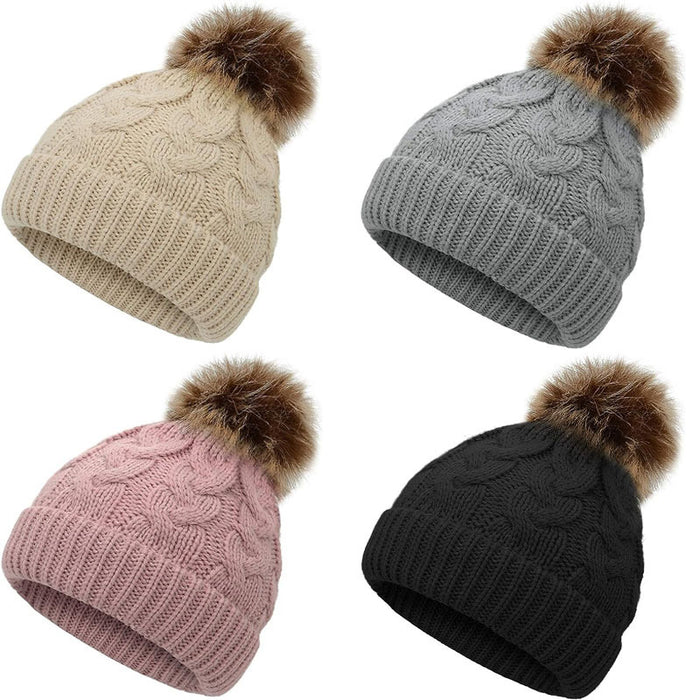 Wholesale winter children' s fur ball thickened wool hat