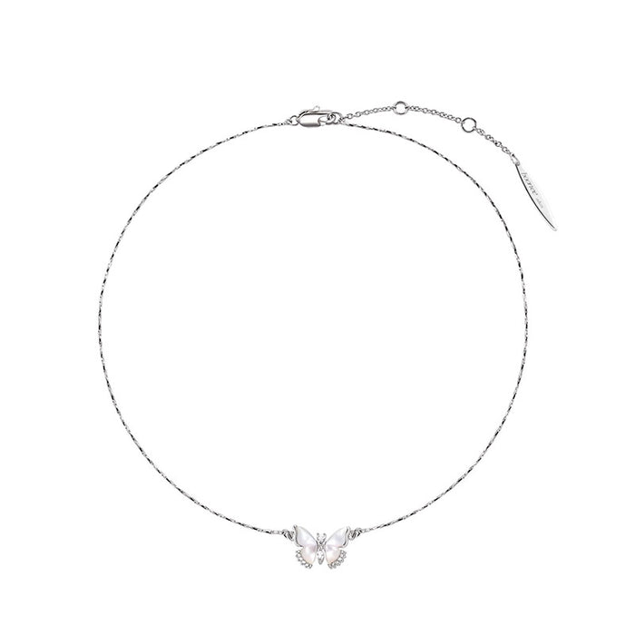 Wholesale Minimally luxurious diamond inlaid butterfly necklace with a high-end feel, light luxury collarbone chain, new style