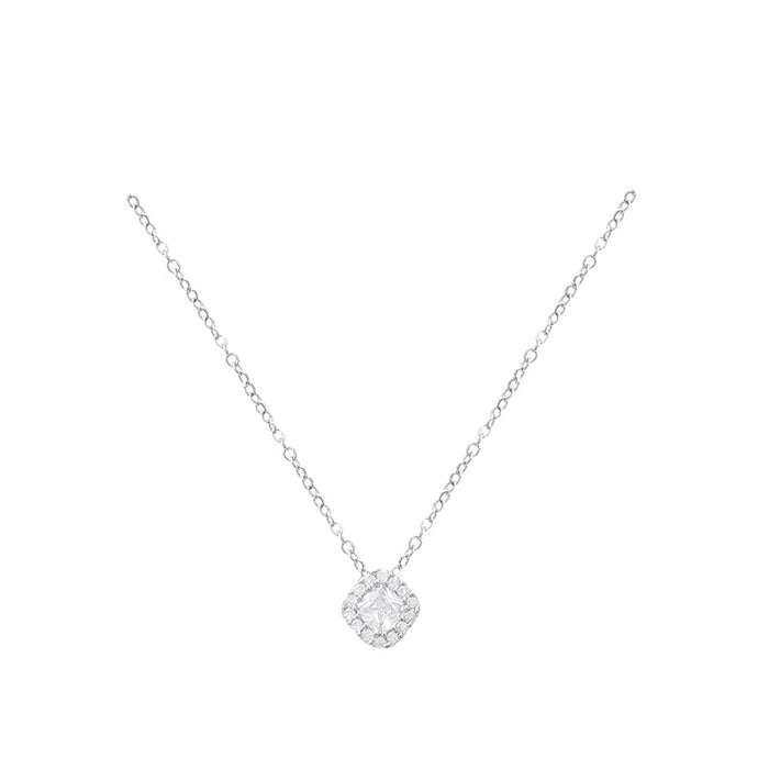 Wholesale Light luxury versatile super sparkling square zirconia necklace with niche design, high-end temperament, titanium steel lock bone chain, neck chain accessories wholesale