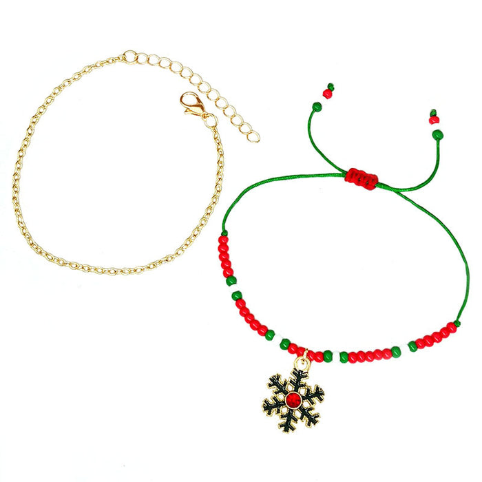 Wholesale Christmas Bracelet Christmas Snowflake Tree Letters Rice Beads Beaded Double Layer Christmas Bracelet