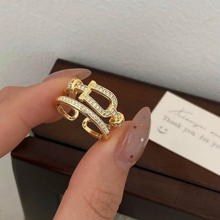 Wholesale Letter Rivet Zircon Ring