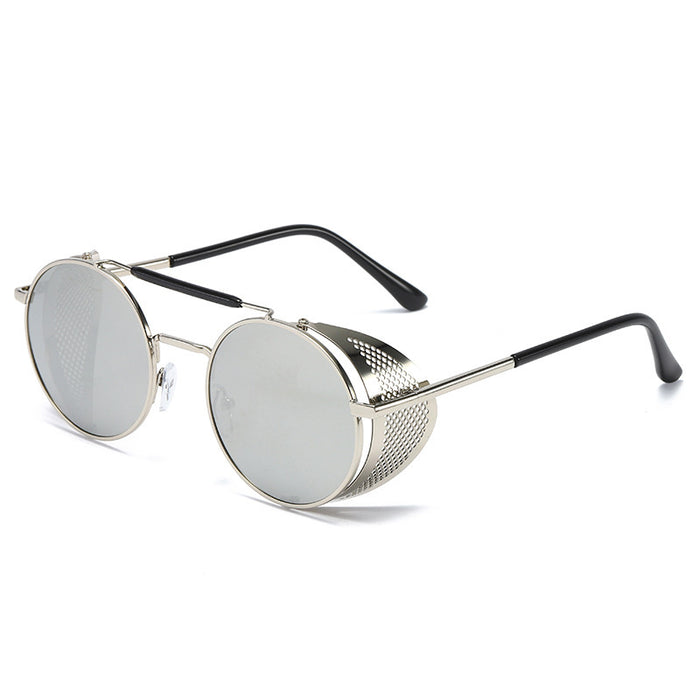 Wholesale Metal Frame Retro Round Flip PC Sunglasses JDC-SG-Junl013