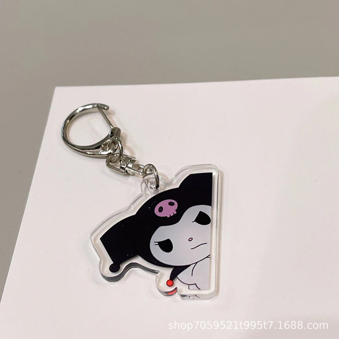 Wholesale Double-sided Keychain Cute Cartoon Book Bag Pendant Transparent Pendant Acrylic Keychain for Men and Women