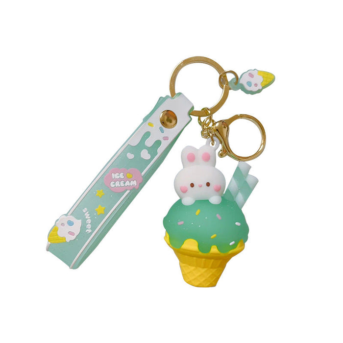 Wholesale Cartoon Cute Ice Cream Cone Rabbit Doll Keychain JDC-KC-OuBu005