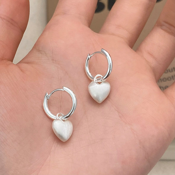 Wholesale Frosted Heart Two-Way Earrings