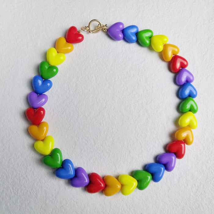 Wholesale Love Candy Macron Acrylic Resin Peach Heart Necklace