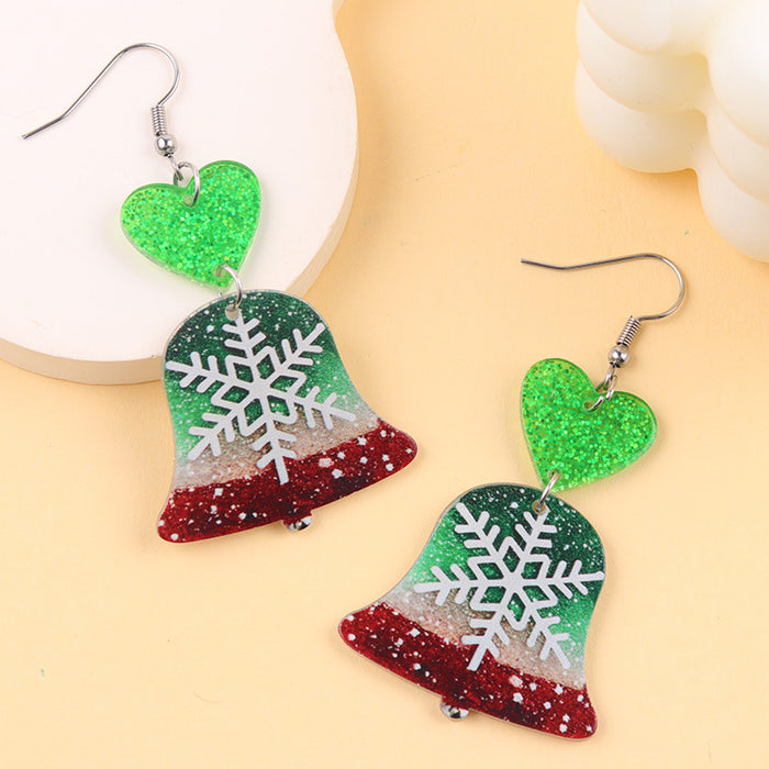 Wholesale Christmas Earrings Cartoon Contrasting Color Snowman Bell Acrylic Earrings Personalized Earrings Earrings