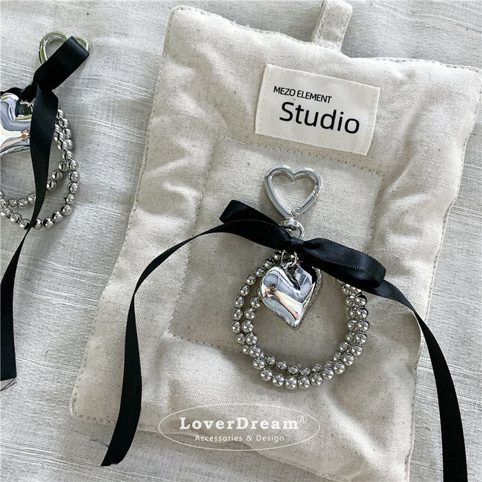 Wholesale silver Beaded Black Ribbon Bow Love Accessories