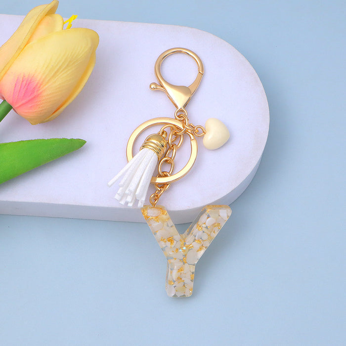 Wholesale New Gold Foil Drop Glue Letter Pendant Keychain Girl Bag Pendant Girlfriend Gift