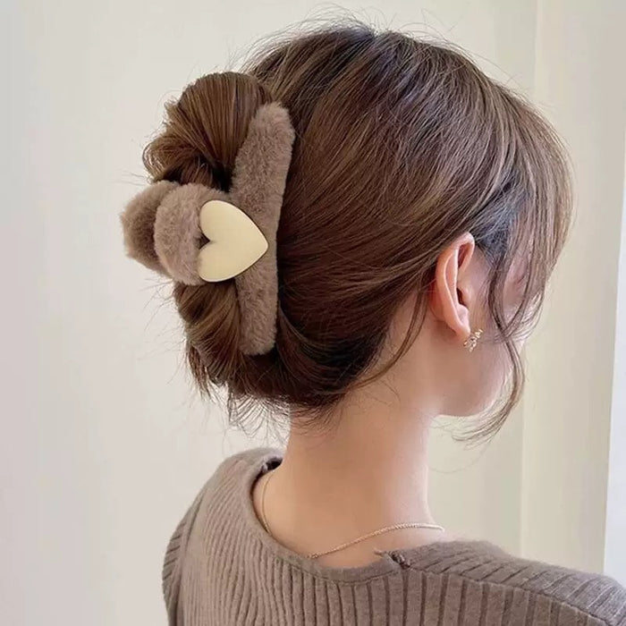 Wholesale Large plush claw clip,  brown color