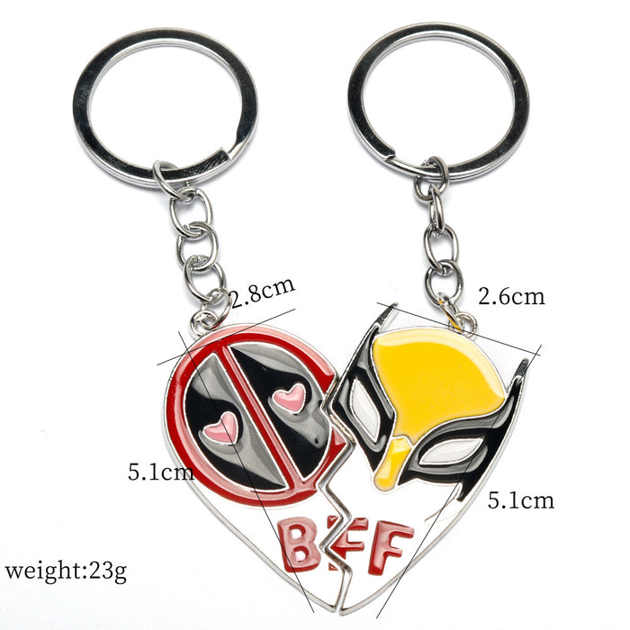 Wholesale Deadpool & Wolverine Deadpool 3 Wolverine Best Friend Necklace Spliced Heart Keychain JDC-KC-HeY014