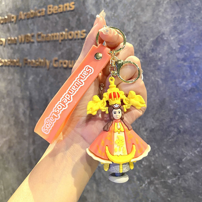 Wholesale Jesus Saint Keychain Pendant PVC Soft Glue Virgin Bag Car Key Chain Jewelry Gift