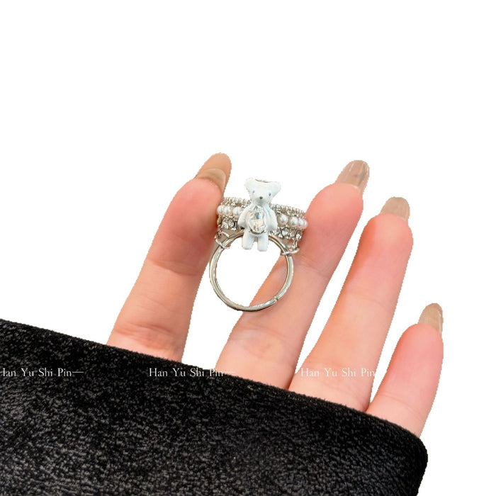 Wholesale Imitation pearl multi-layer ring, niche design, versatile commuting fashion ring