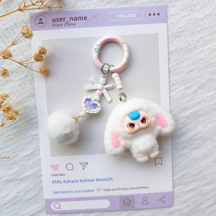 Wholesale Flocking jewelry accessories cartoon cute keychain bag pendant cute small pendant