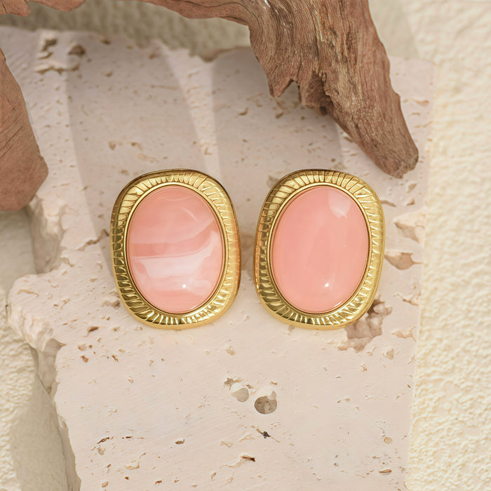 Wholesale Amber Earrings Stainless Steel Oval Earrings for Women